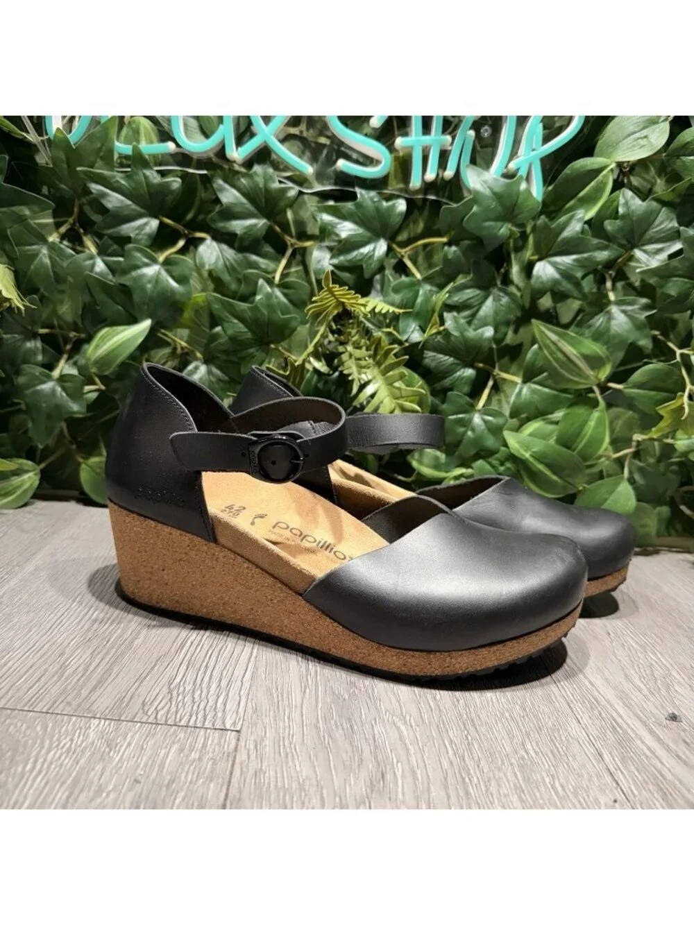 Birkenstock Papillio Mary Jane Women’s Size 42 Black Wedge Ankle Strap Sandal